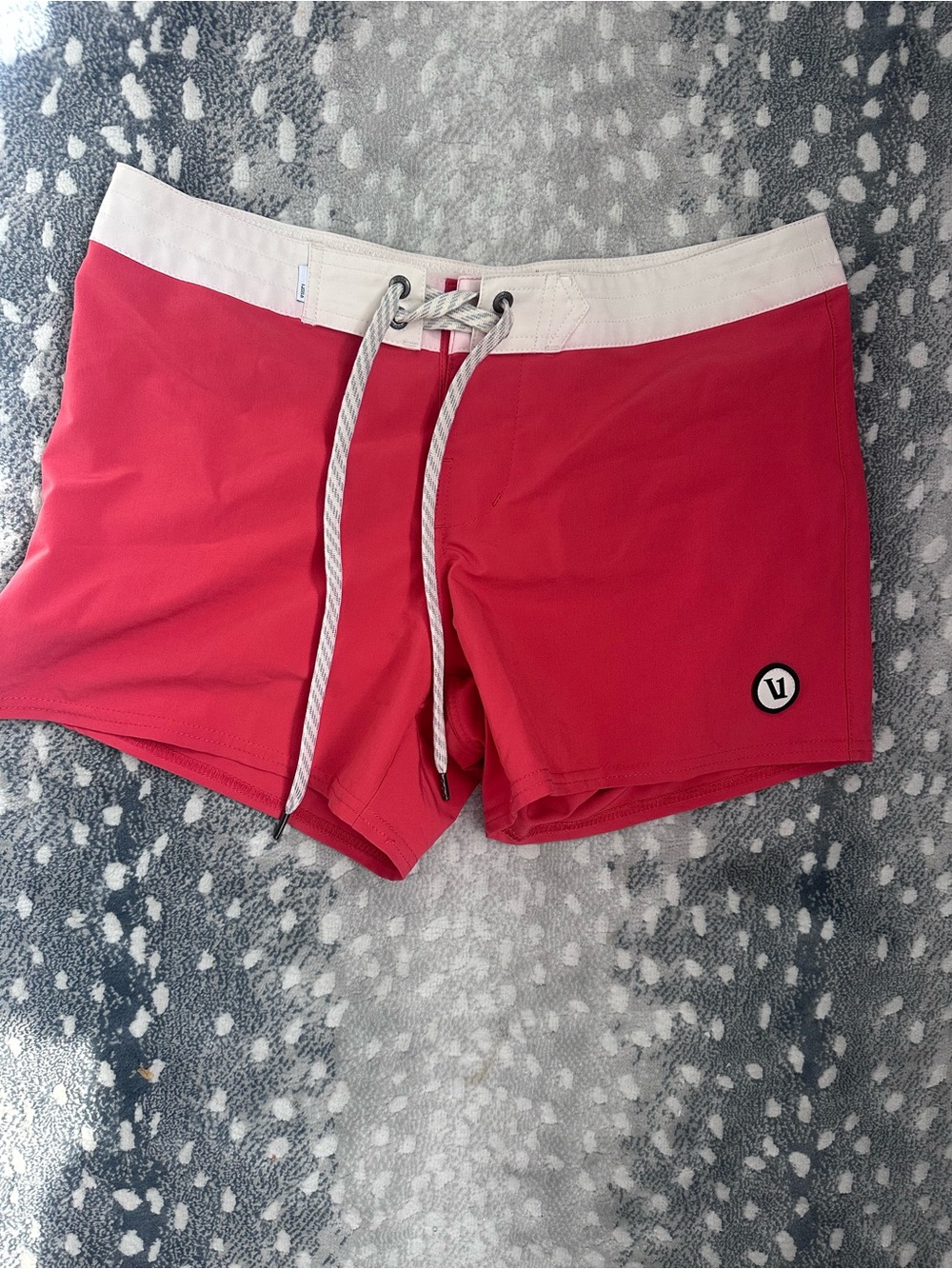 Vuori Coral Pink Bike Shorts with Cream Waistband